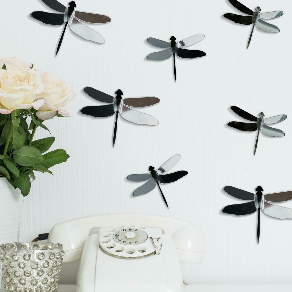 RoomMates 3D Gray Dragonflies Peel & Stick Mirrors