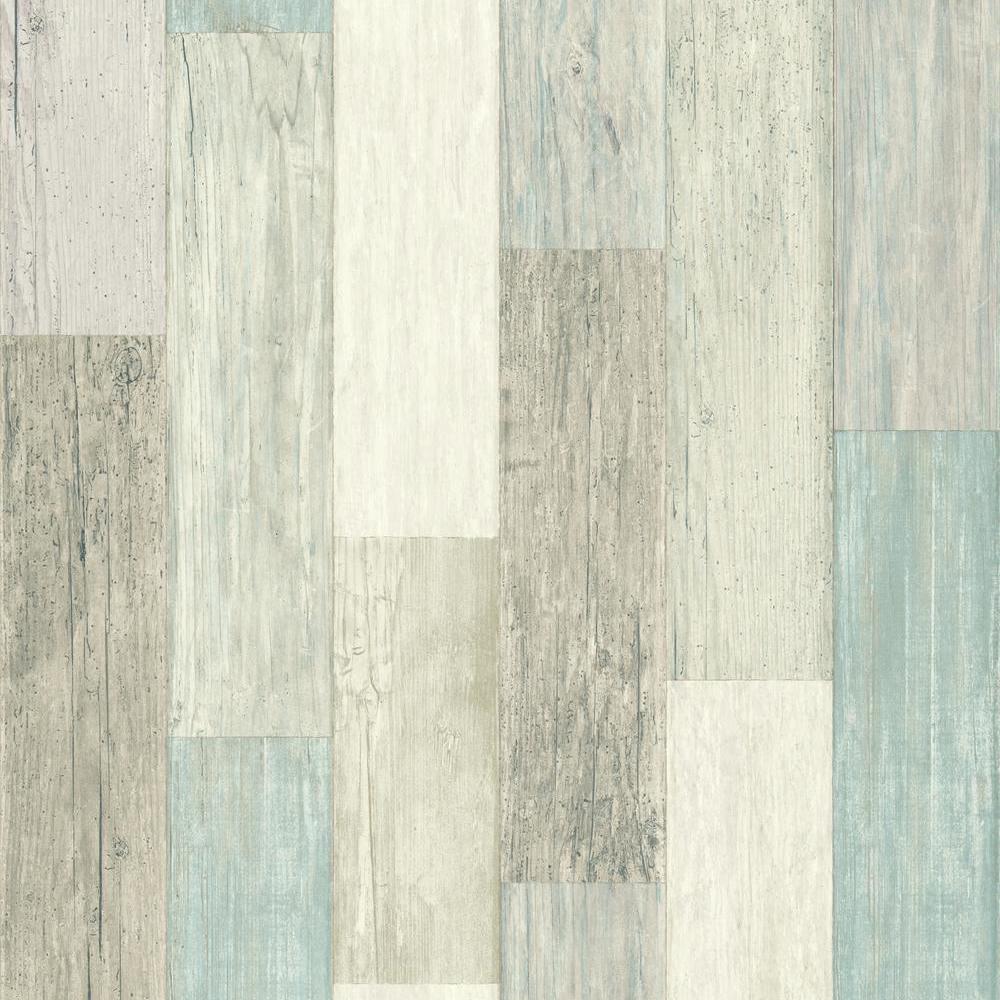 Weathered Wood Peel and Stick Wallpaper Peel and Stick Wallpaper RoomMates Roll Blue 