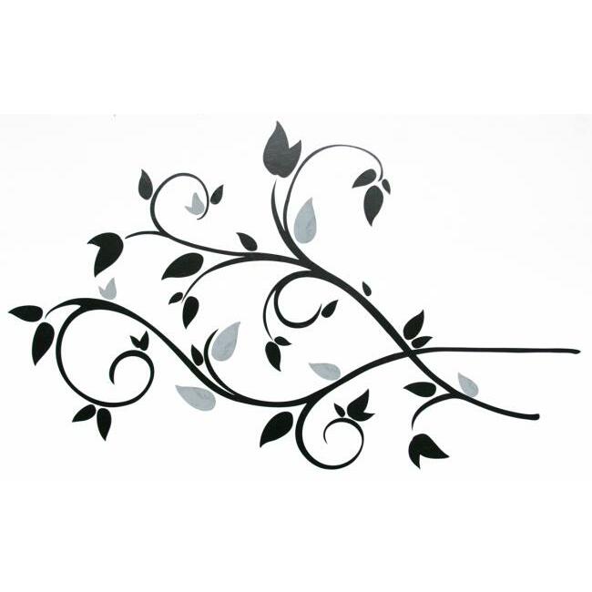 Black Scroll Branch Wall Decals with Foil Leaves Wall Decals RoomMates   