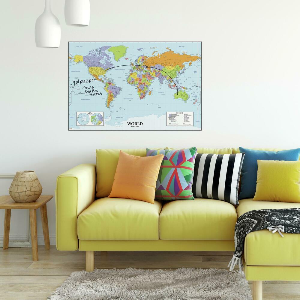 Dry Erase World Map Giant Wall Decal Wall Decals RoomMates   