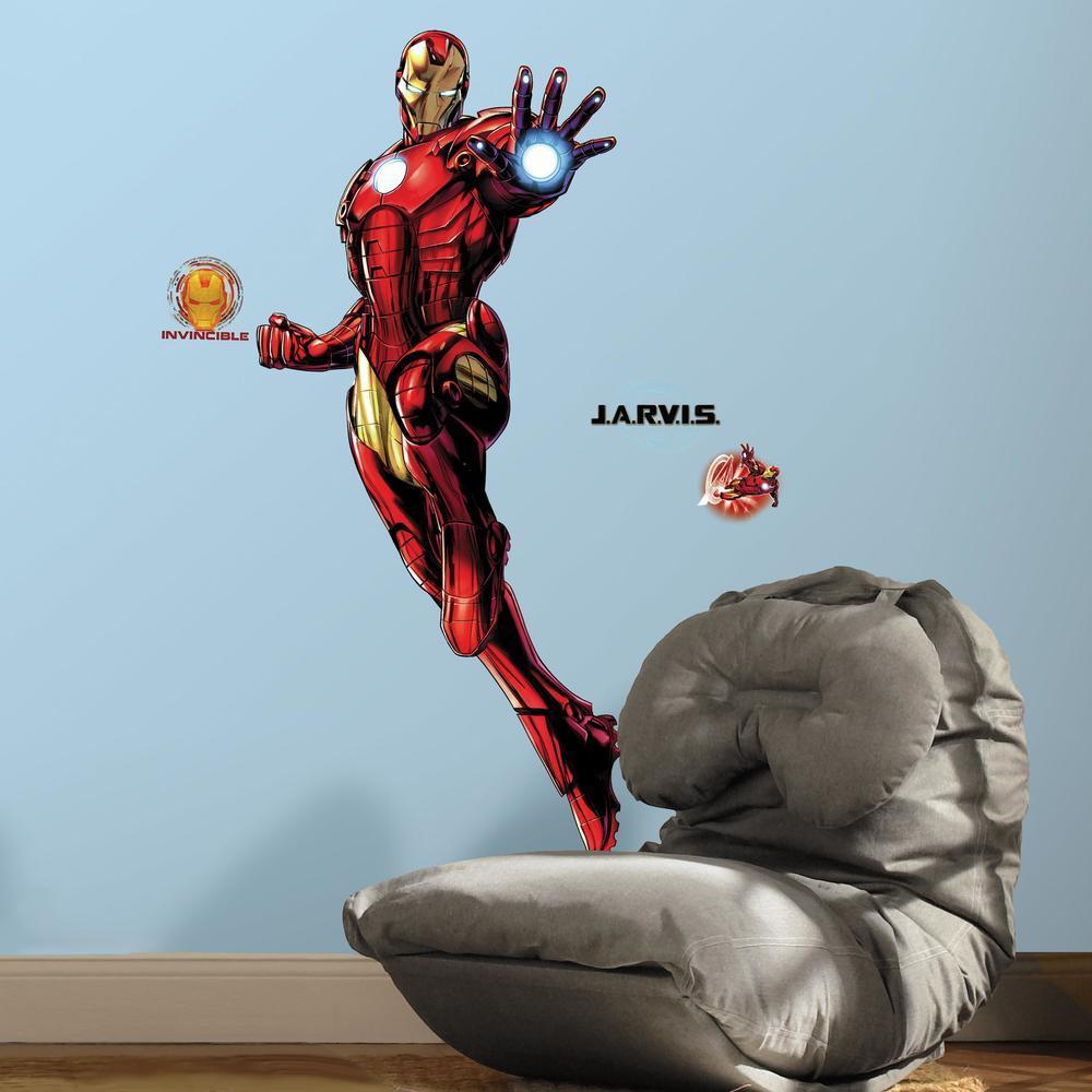 Iron Man Giant Peel and Stick Giant Wall Decals with Glow Wall Decals RoomMates   