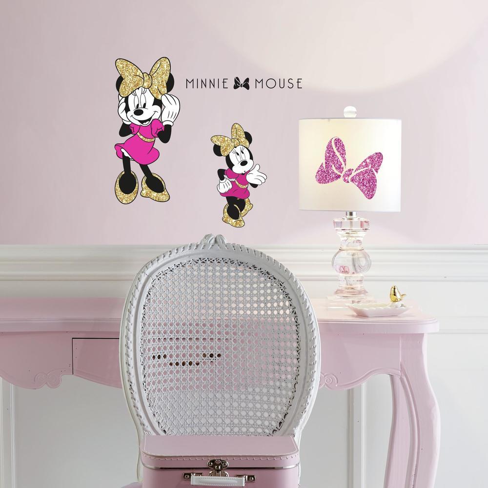 Minnie Mouse Peel and Stick Wall Decals with Glitter Wall Decals RoomMates   