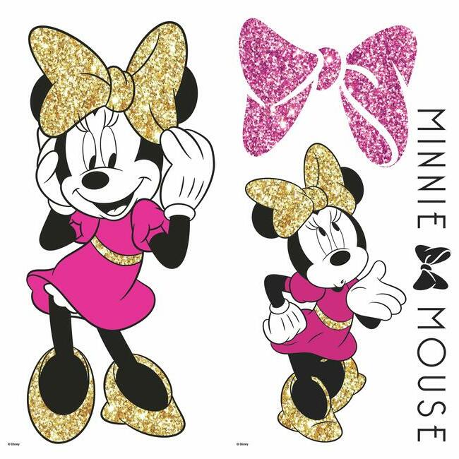 Minnie Mouse Peel and Stick Wall Decals with Glitter Wall Decals RoomMates   