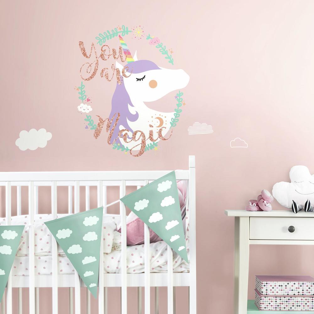Unicorn Magic Peel and Stick Wall Decals with Glitter Wall Decals RoomMates   