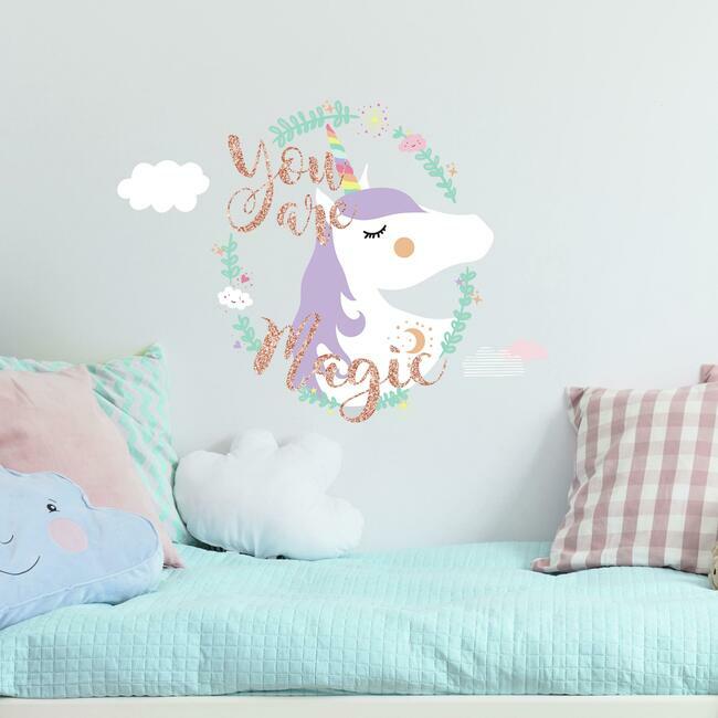 Unicorn Magic Peel and Stick Wall Decals with Glitter Wall Decals RoomMates   
