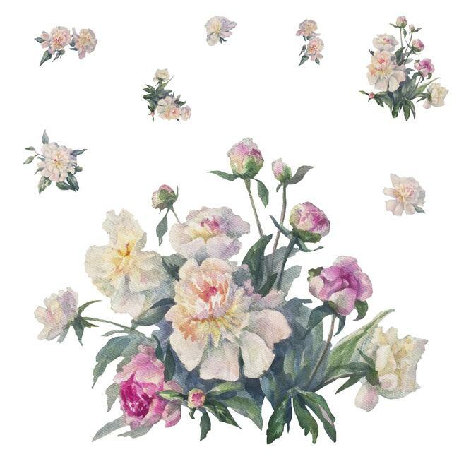 White and Pink Floral Bouquet Peel and Stick Giant Wall Decals Wall Decals RoomMates   