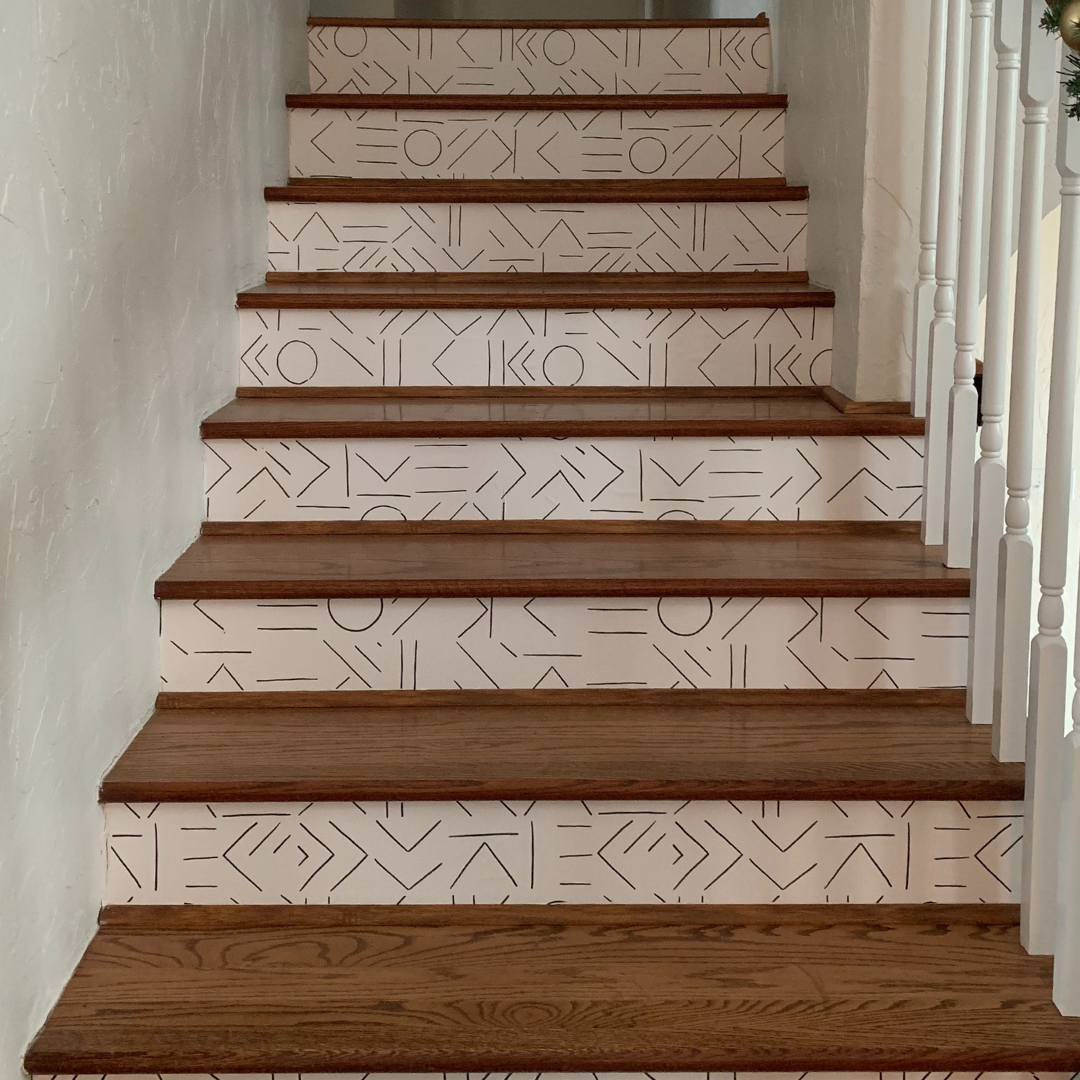 Peel and Stick Wallpaper Stair Riser Installation