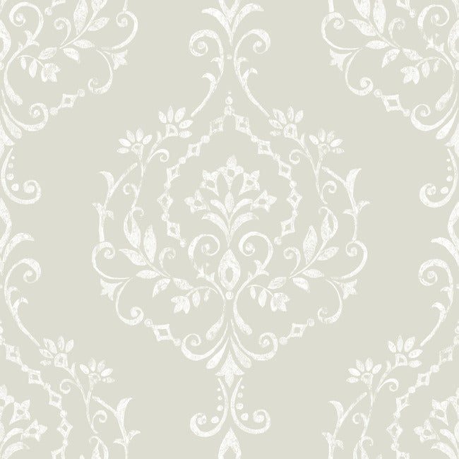 New Damask Peel & Stick Wallpaper Peel and Stick Wallpaper RoomMates Roll Taupe 