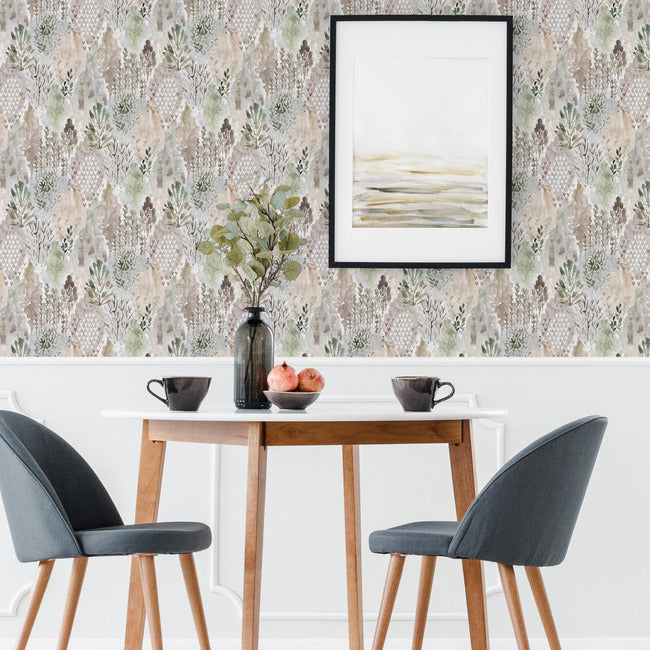 Watercolor Tree Mosaic Peel & Stick Wallpaper Peel and Stick Wallpaper RoomMates   