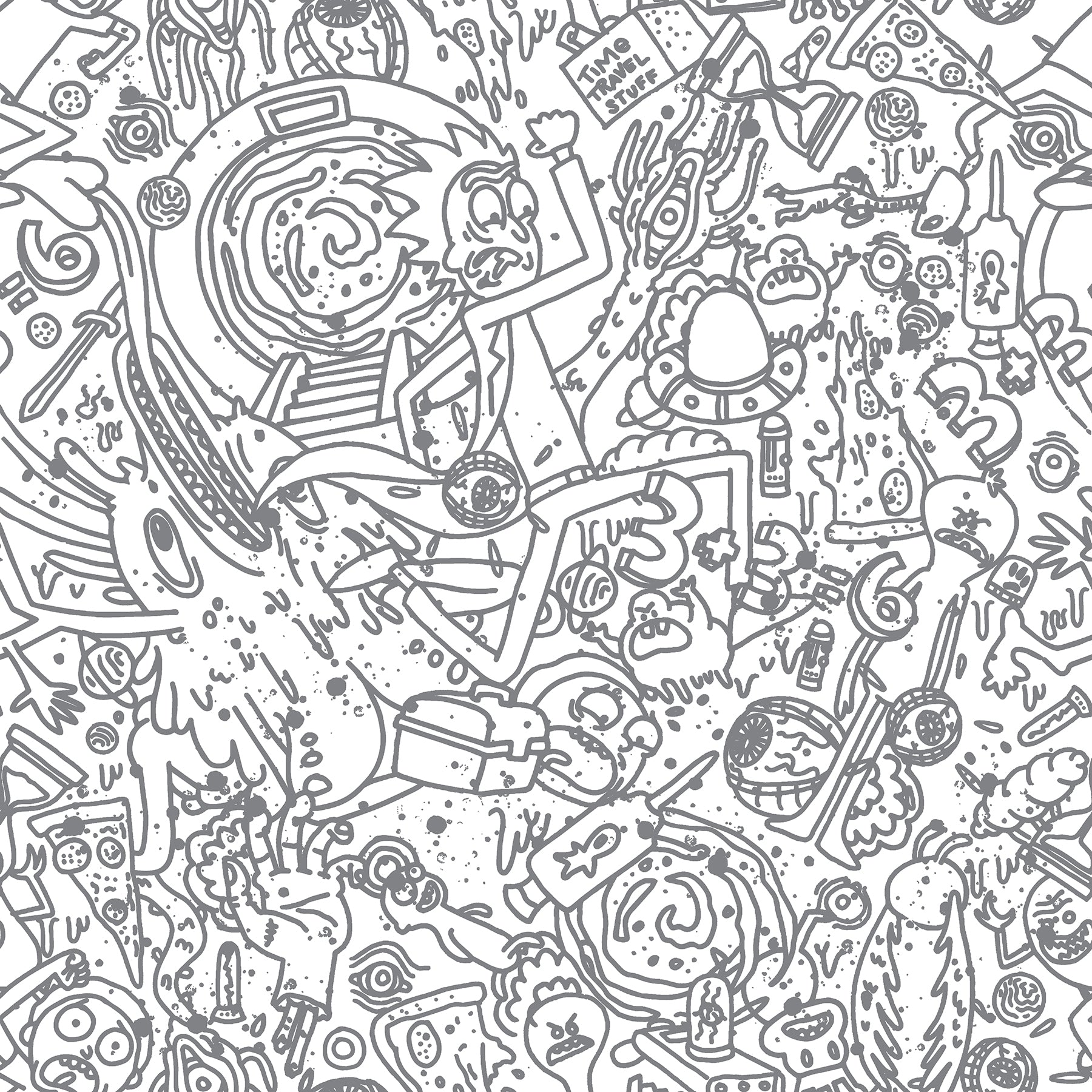 Rick and Morty Doodle Peel & Stick Wallpaper Peel and Stick Wallpaper RoomMates Decor Roll  