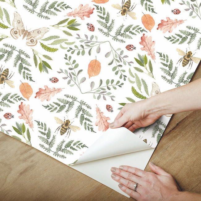 Penny Lane: Forest Cottage Bee And Butterfly Peel and Stick Wallpaper Peel and Stick Wallpaper RoomMates   