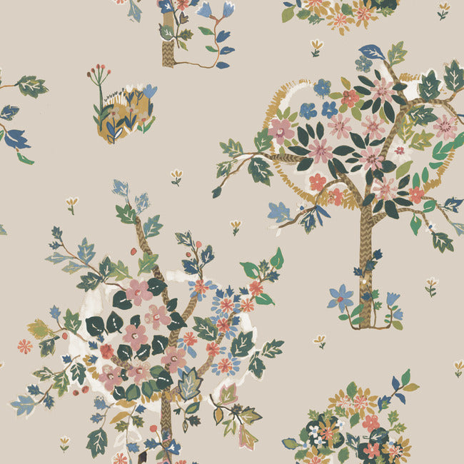 Flowering Peace Tree Peel & Stick Wallpaper Peel and Stick Wallpaper RoomMates Roll Taupe 
