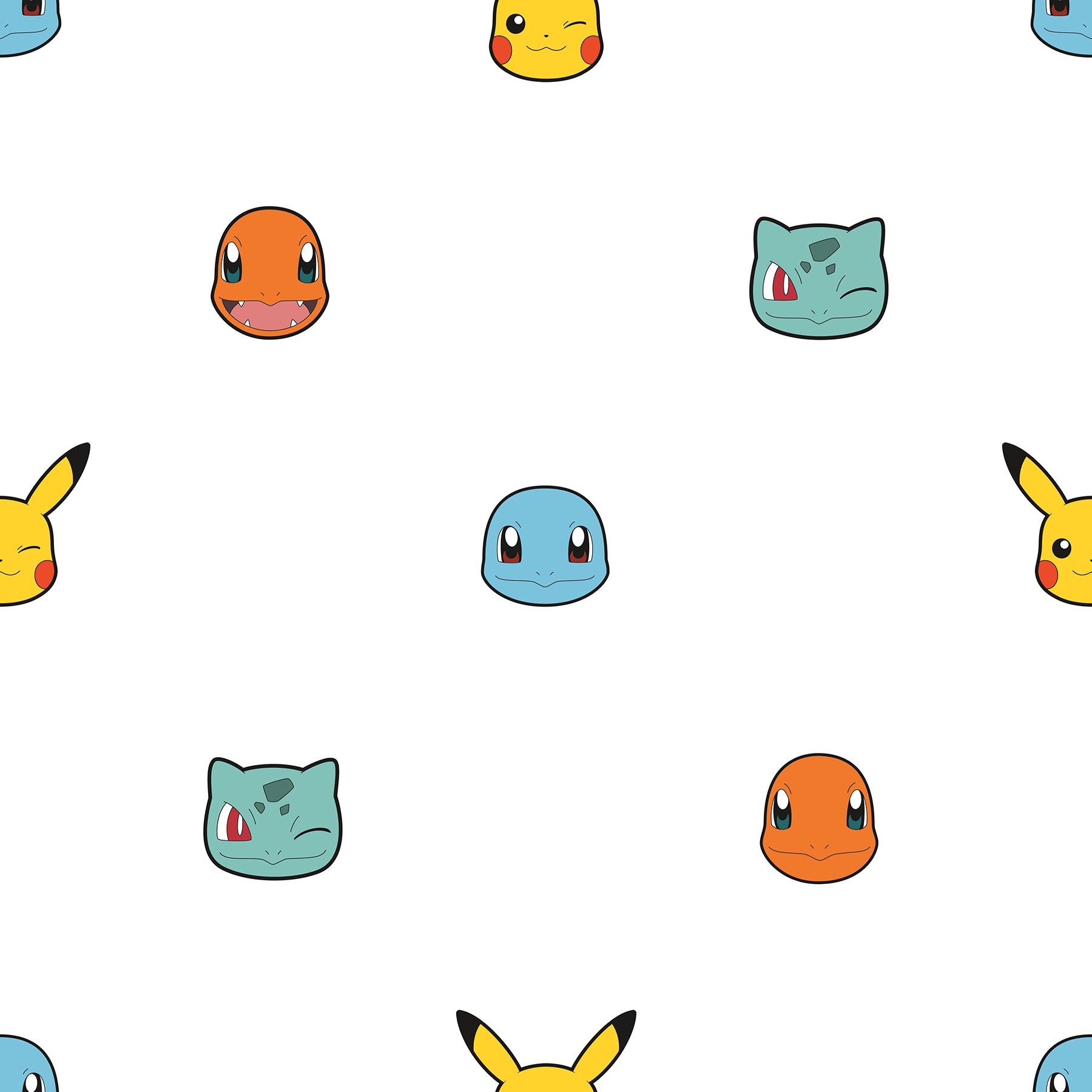 Pokémon Character Faces Peel and Stick Wallpaper Peel and Stick Wallpaper RoomMates Roll Multicolor 