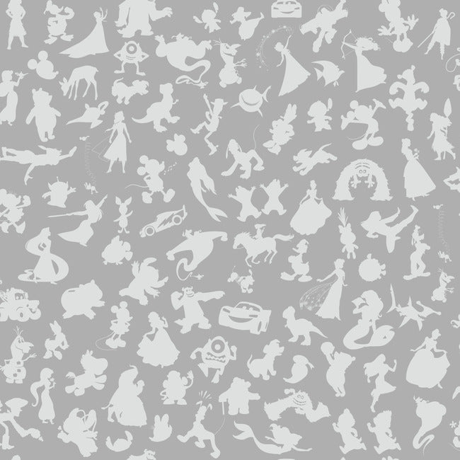 Disney 100th Anniversary Characters Peel & Stick Wallpaper Peel and Stick Wallpaper RoomMates Roll Silver 