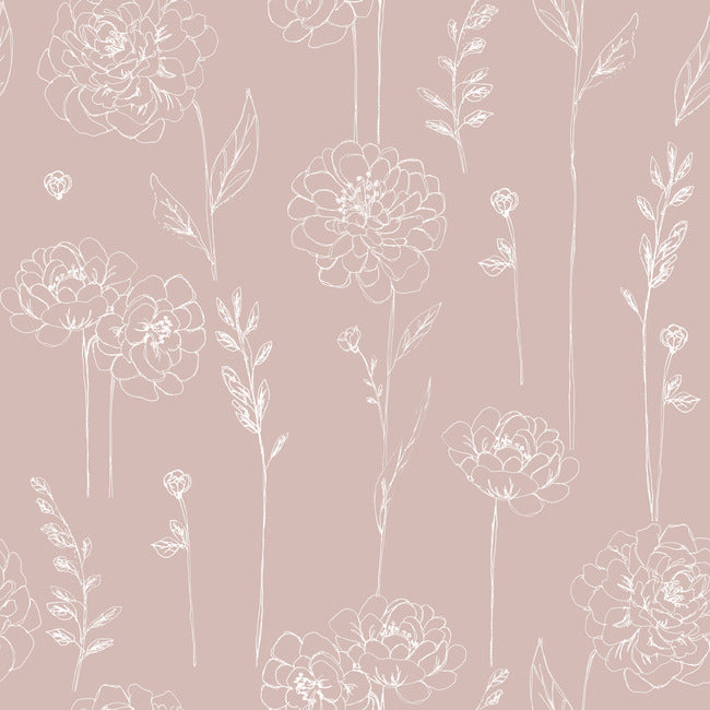 Maisey Peel & Stick Wallpaper Peel and Stick Wallpaper RoomMates Roll Pink 