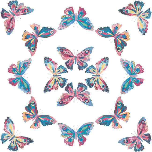 EttaVee Papillon Peel & Stick Wallpaper Peel and Stick Wallpaper RoomMates Roll Pink & Blue 