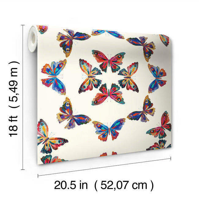 EttaVee Papillon Peel & Stick Wallpaper Peel and Stick Wallpaper RoomMates   