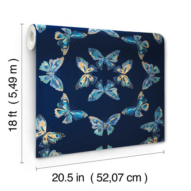 EttaVee Papillon Peel & Stick Wallpaper Peel and Stick Wallpaper RoomMates   