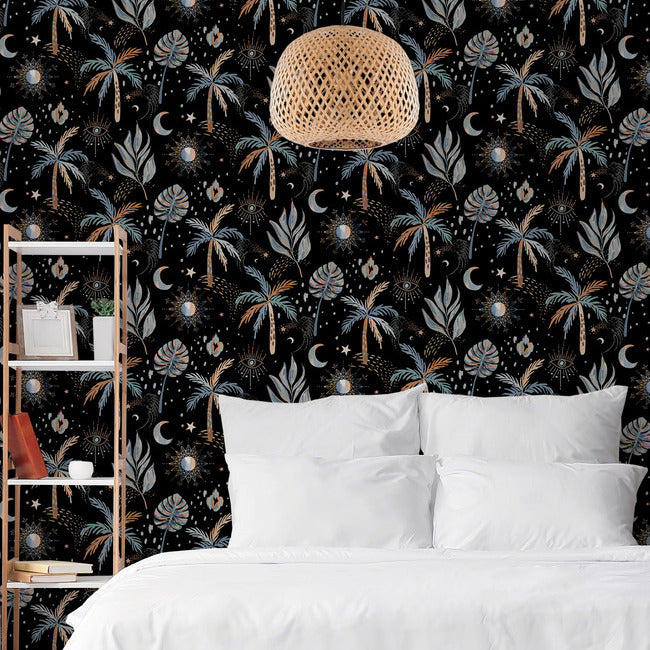 EttaVee Nuit Tropicale Peel & Stick Wallpaper Peel and Stick Wallpaper RoomMates   