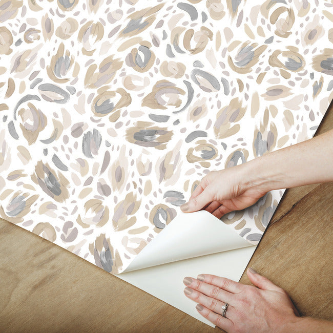 EttaVee Brushstroke Leopard Peel & Stick Wallpaper Peel and Stick Wallpaper RoomMates   