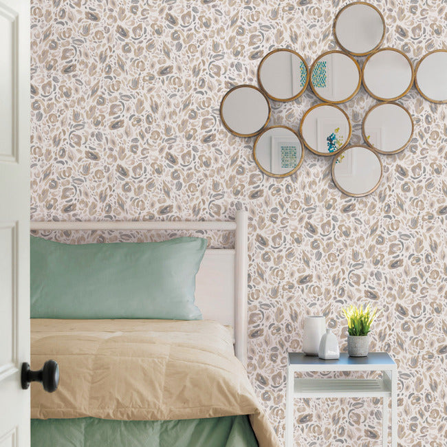 EttaVee Brushstroke Leopard Peel & Stick Wallpaper Peel and Stick Wallpaper RoomMates   