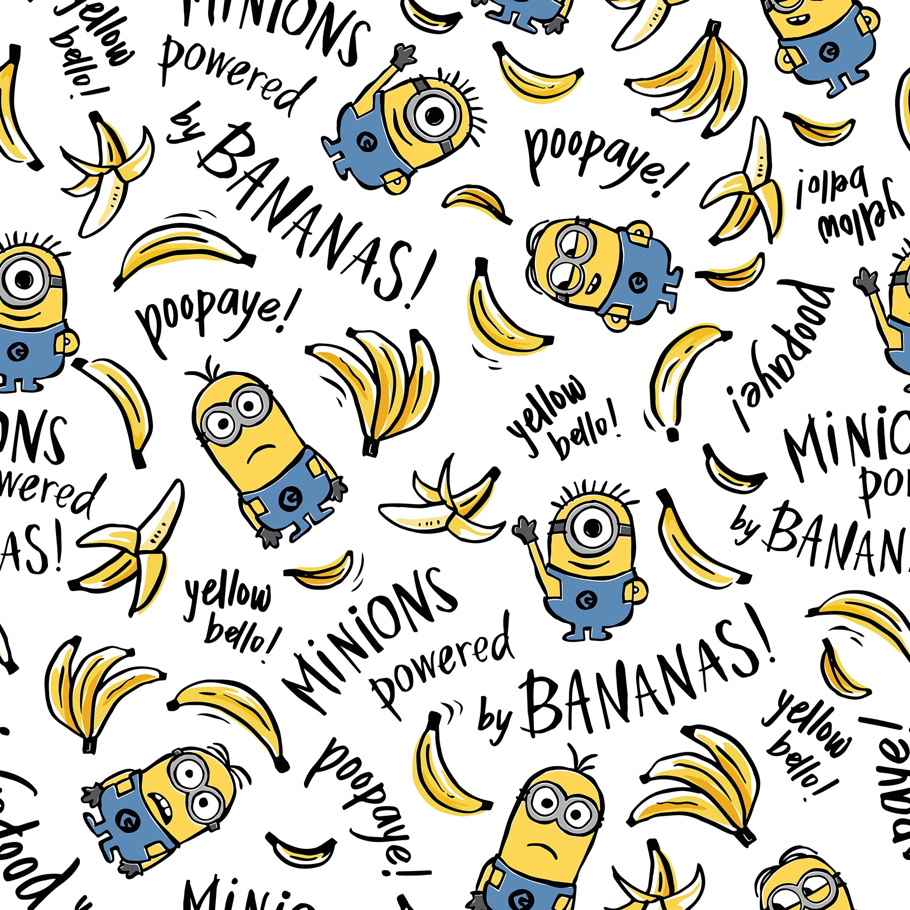 Minions Powered by Bananas Peel and Stick Wallpaper Peel and Stick Wallpaper RoomMates Decor Roll  