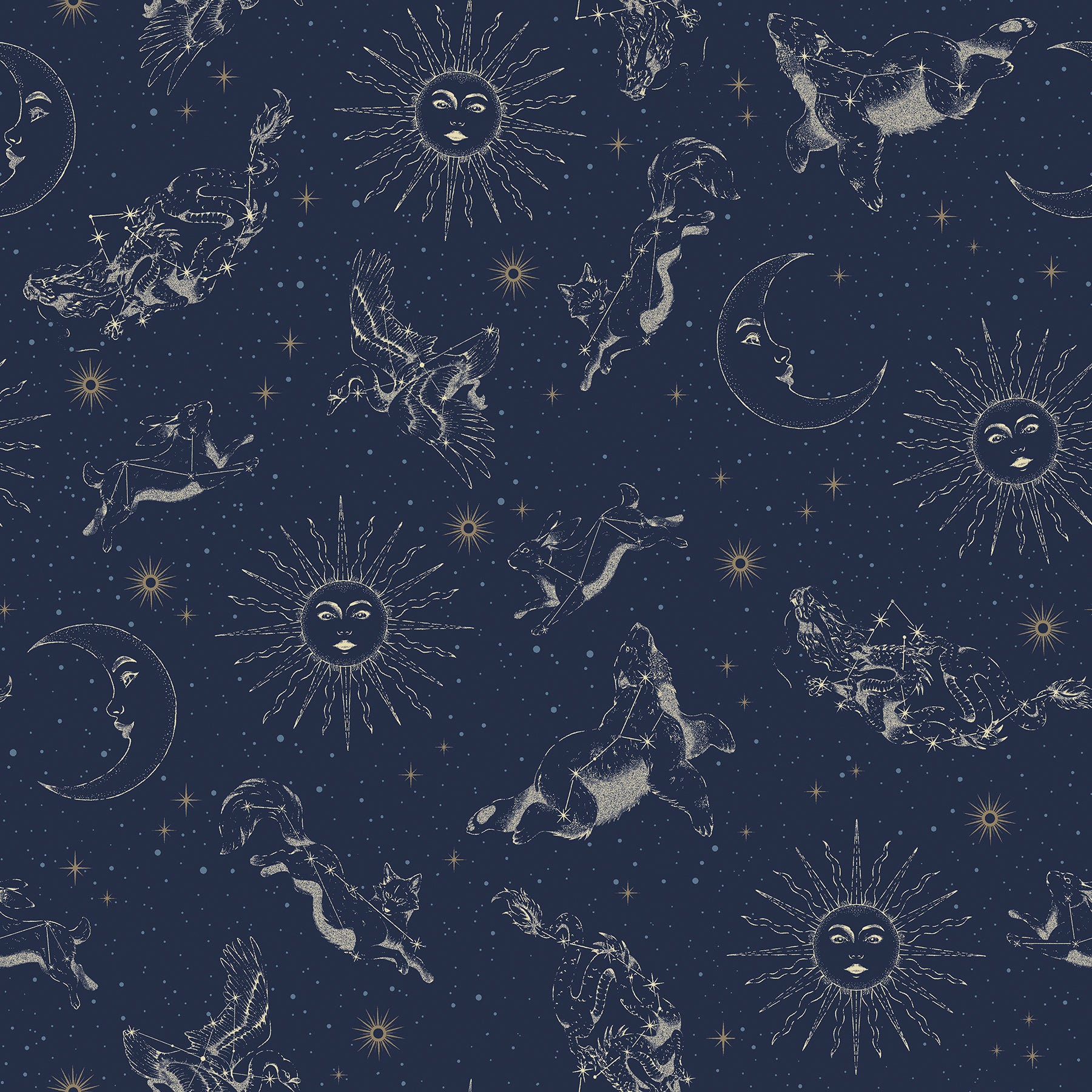 Zodiac Dreams Peel and Stick Wallpaper Peel and Stick Wallpaper RoomMates Roll Navy 