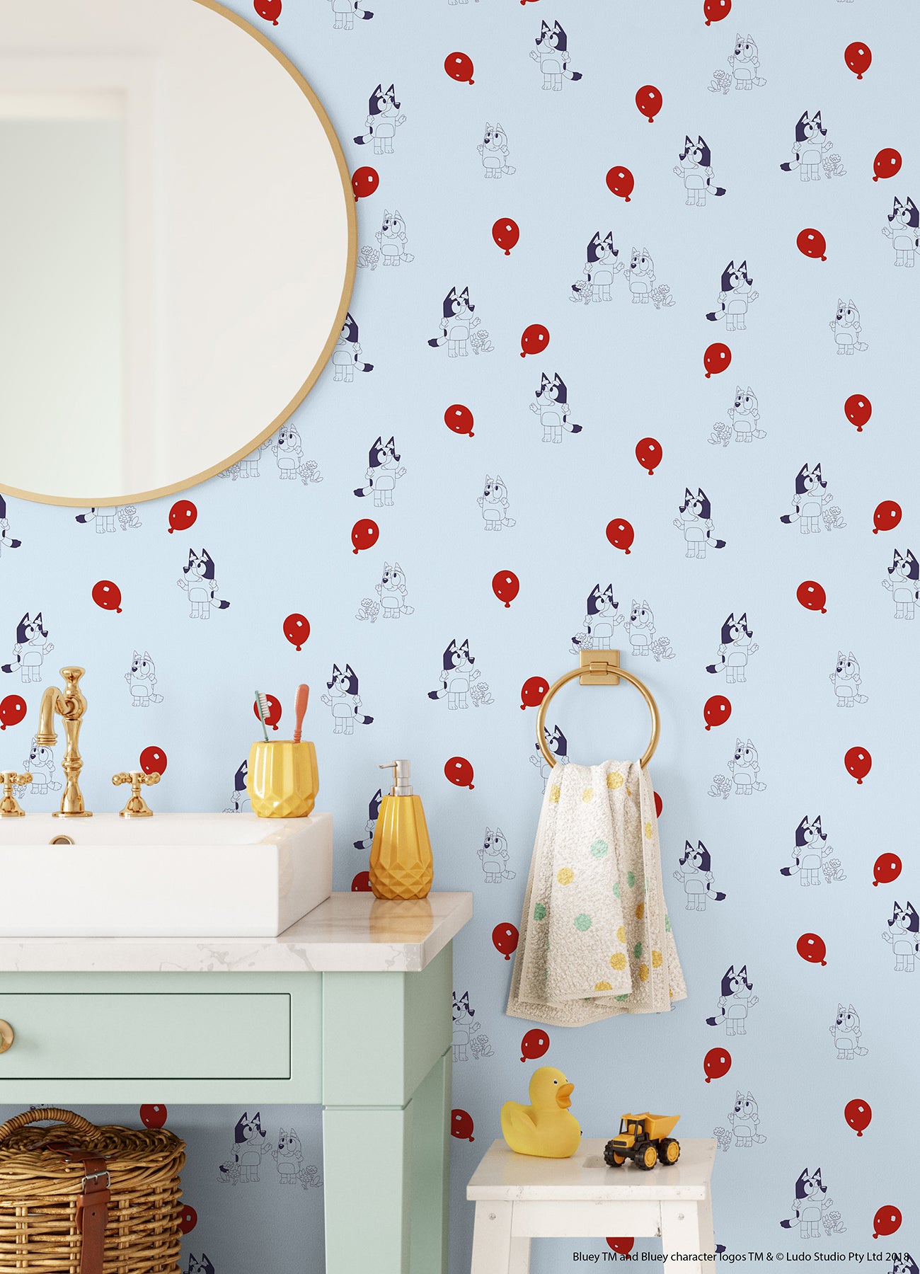 Bluey Keepy Uppy Peel & Stick Wallpaper Peel and Stick Wallpaper RoomMates Decor   