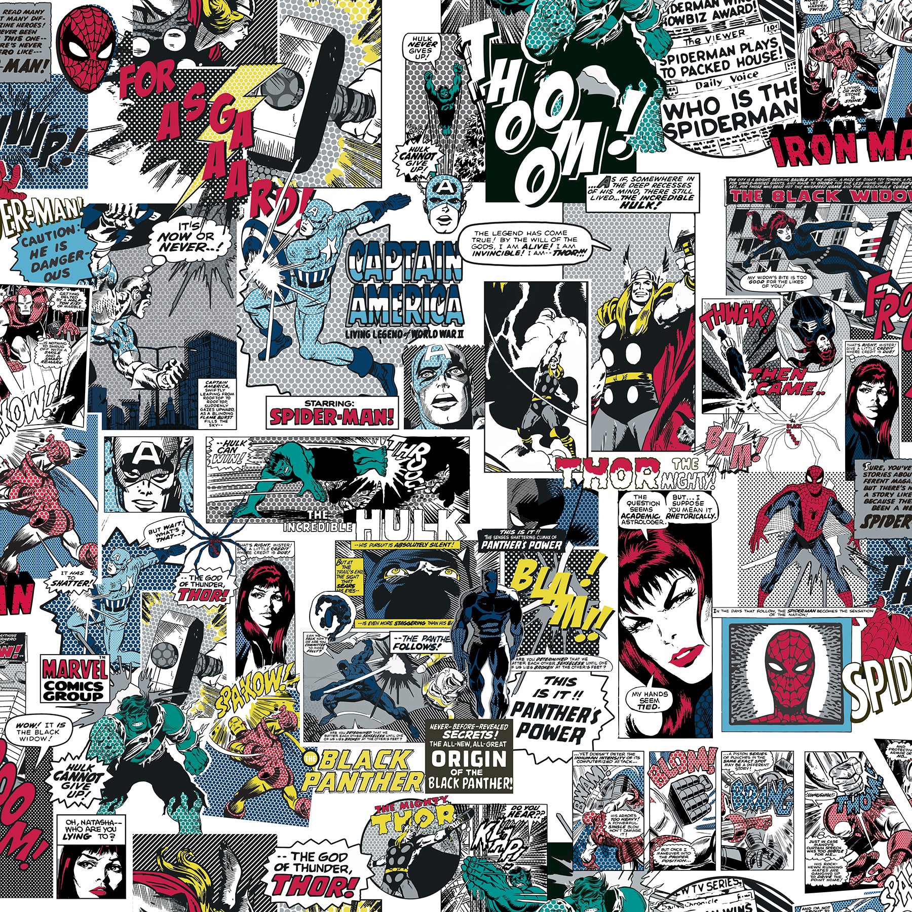 Marvel Classic Comics Peel & Stick Wallpaper Peel and Stick Wallpaper RoomMates Decor Roll