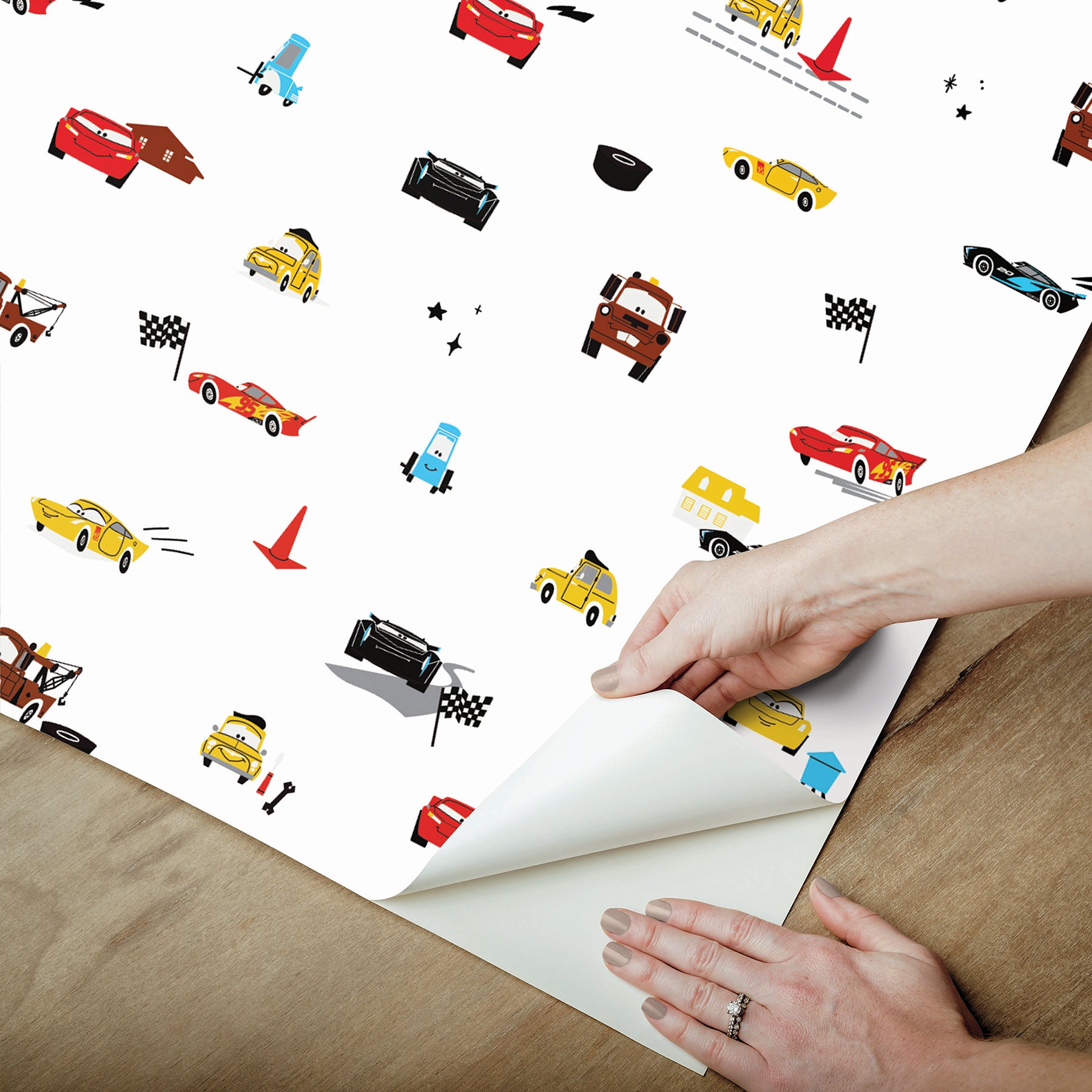 Disney & Pixar Cars Racing Peel & Stick Wallpaper Peel and Stick Wallpaper RoomMates Decor