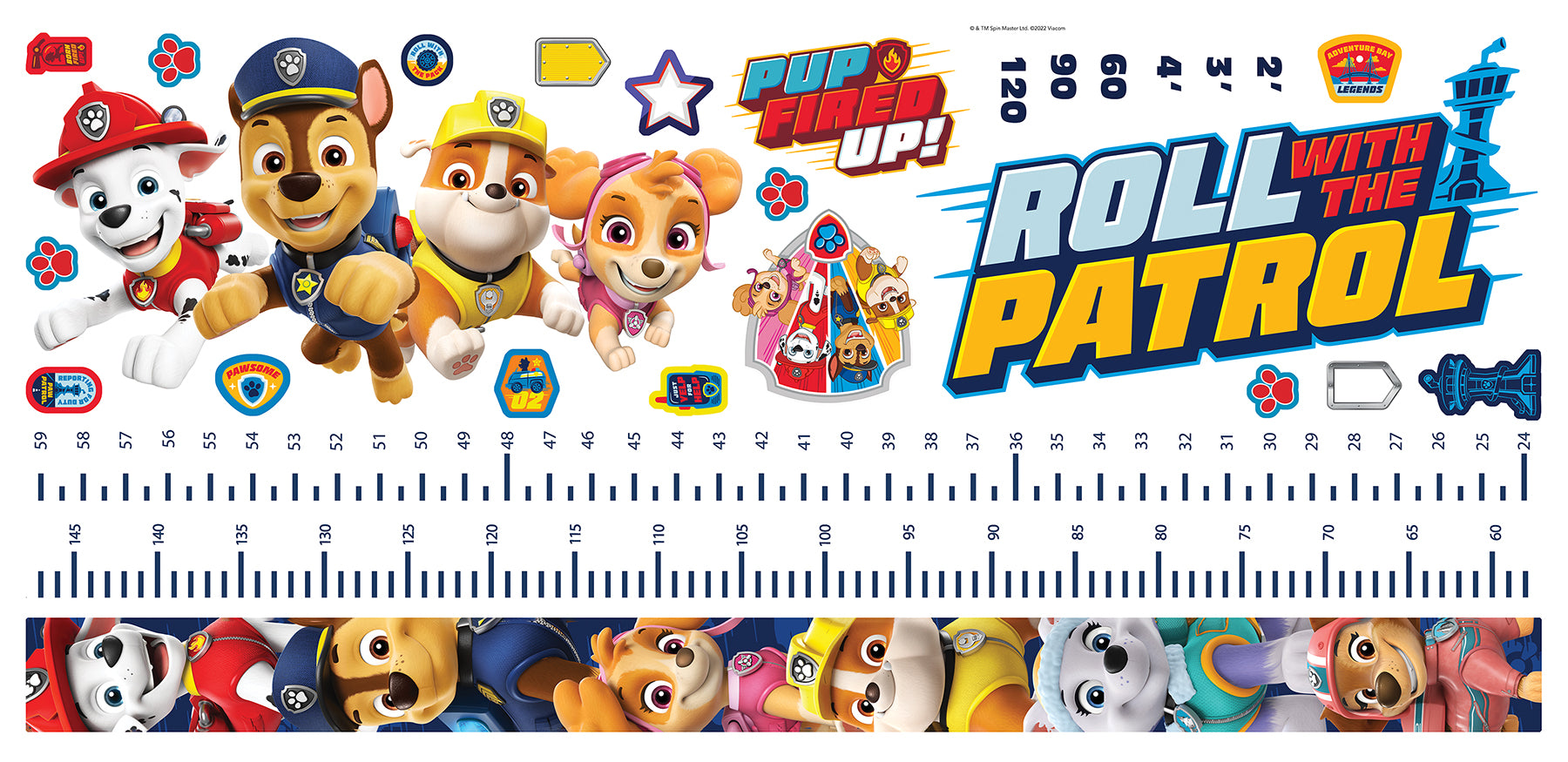 Paw Patrol Friends Growth Chart Peel and Stick Wall Decals Wall Decals RoomMates   