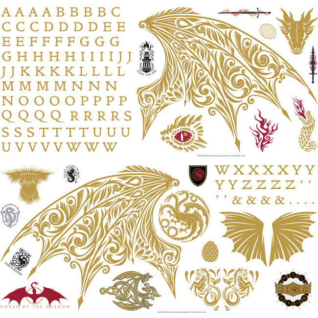 House of The Dragon Giant Peel & Stick Wall Decals with Alphabet Wall Decals RoomMates Decor   