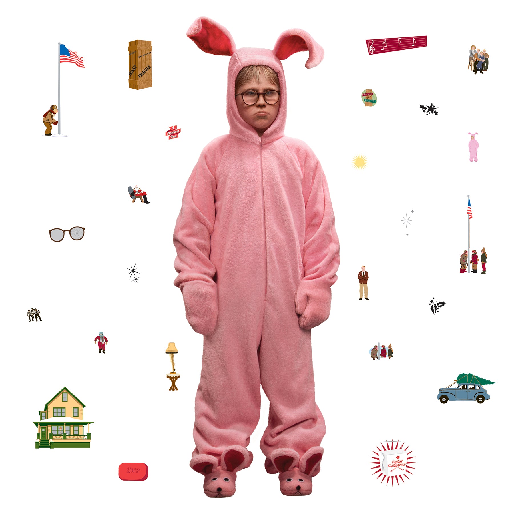 A Christmas Story Ralphie Bunny Suit Giant Wall Decals Wall Decals RoomMates Unit Pink 