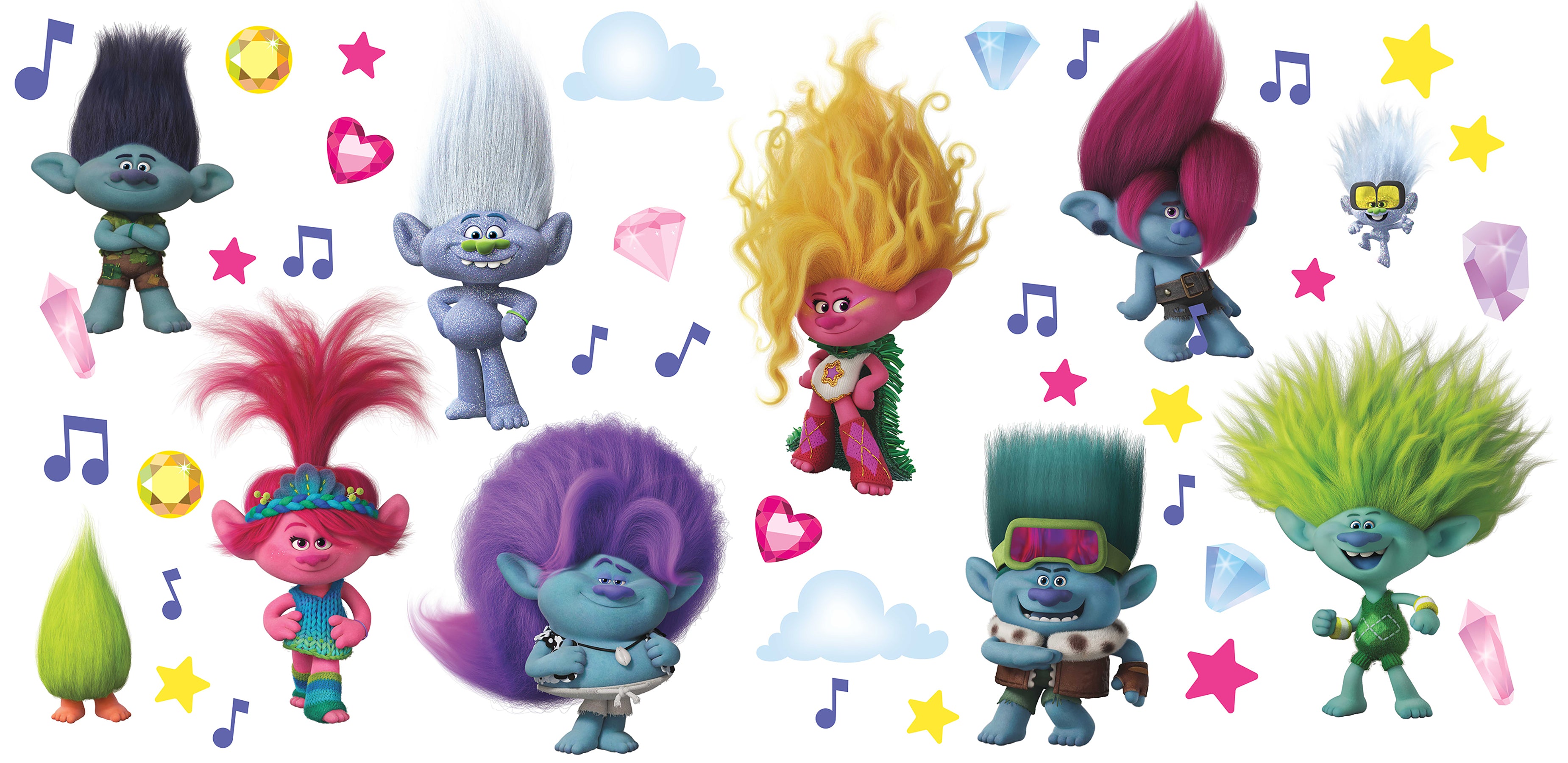 Trolls 3 Band Together with Glitter Wall Decals Wall Decals RoomMates Default Title  