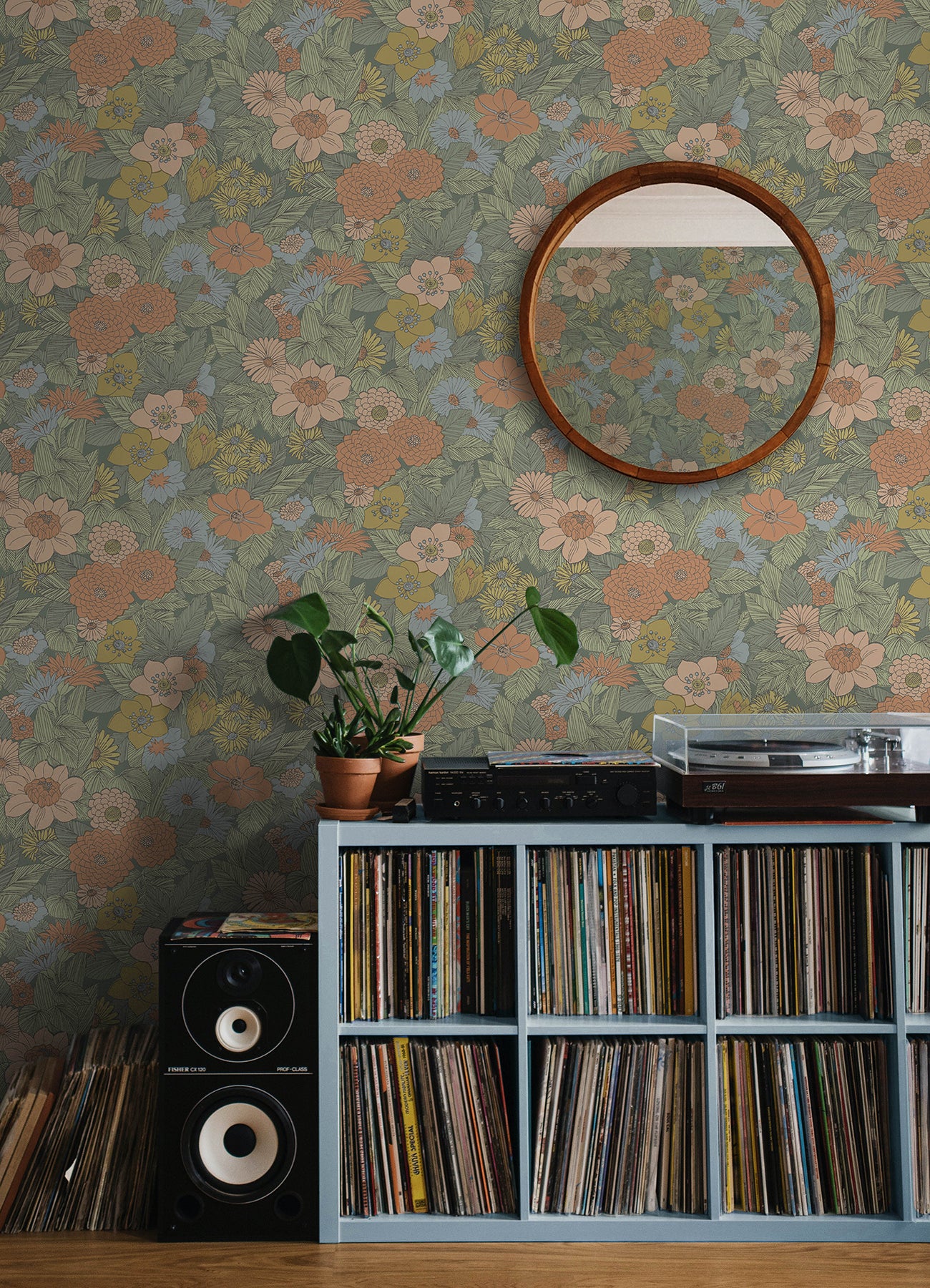 Retro Floral Peel & Stick Wallpaper Peel and Stick Wallpaper RoomMates   