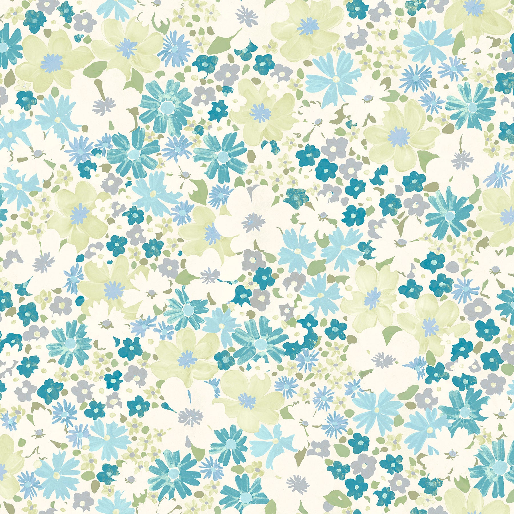 Wildflower Impressions Peel and Stick Wallpaper RoomMates Roll Aqua 