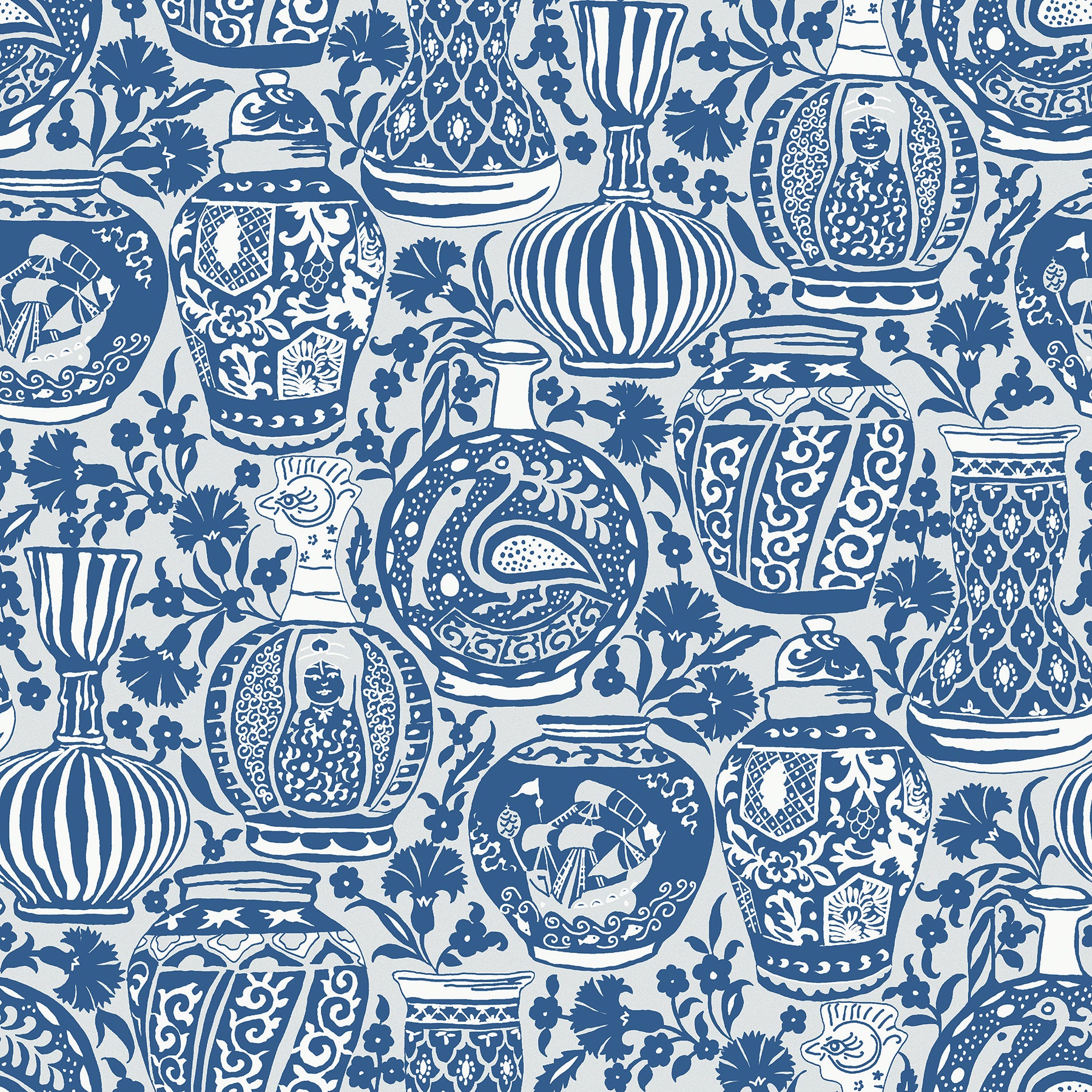Delft Pottery Peel & Stick Wallpaper Peel and Stick Wallpaper RoomMates Roll Blue