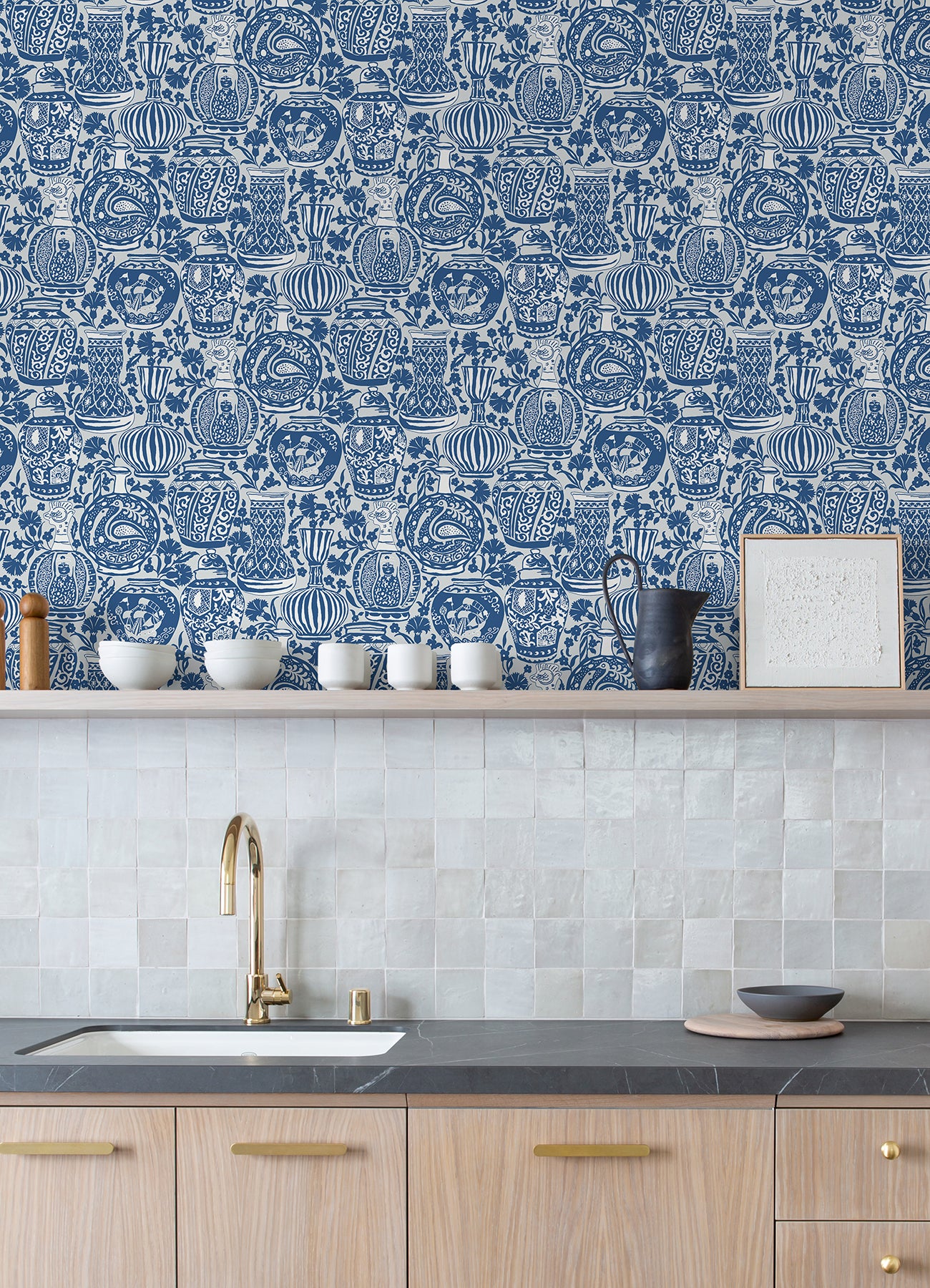 Delft Pottery Peel & Stick Wallpaper Peel and Stick Wallpaper RoomMates