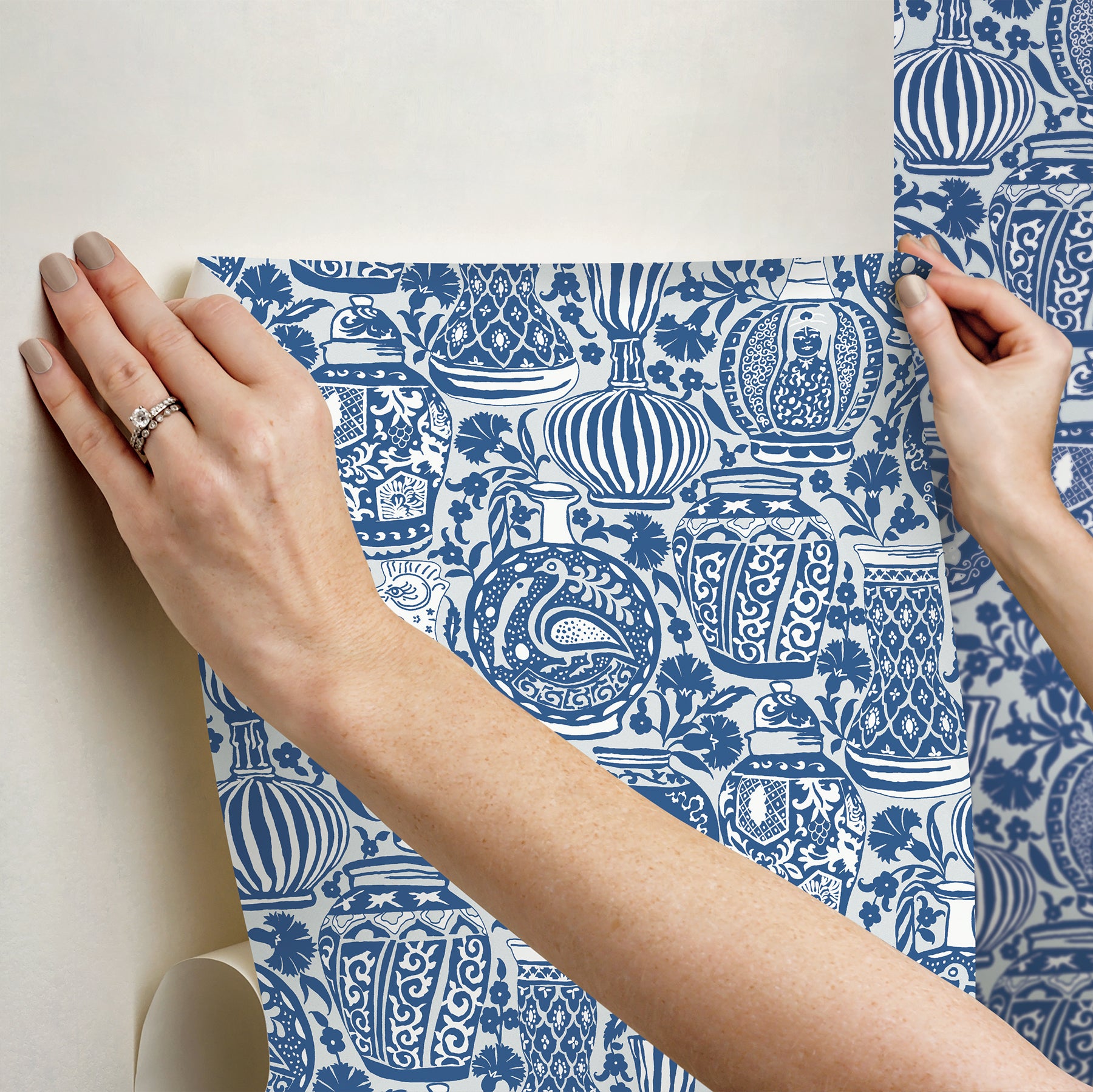 Delft Pottery Peel & Stick Wallpaper Peel and Stick Wallpaper RoomMates