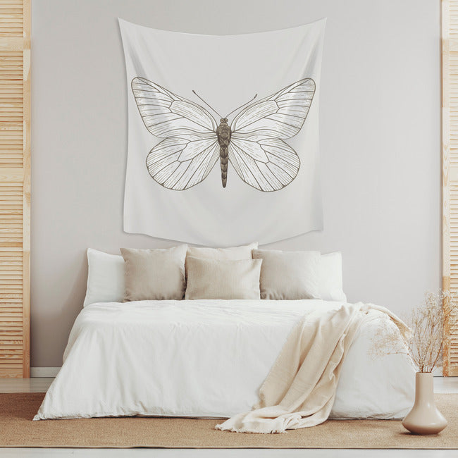 White Butterfly Tapestry Tapestry RoomMates   