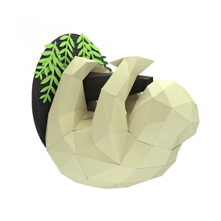 Sloth and Branch Paper Animal Head Trophy Animal Trophy Heads RoomMates   