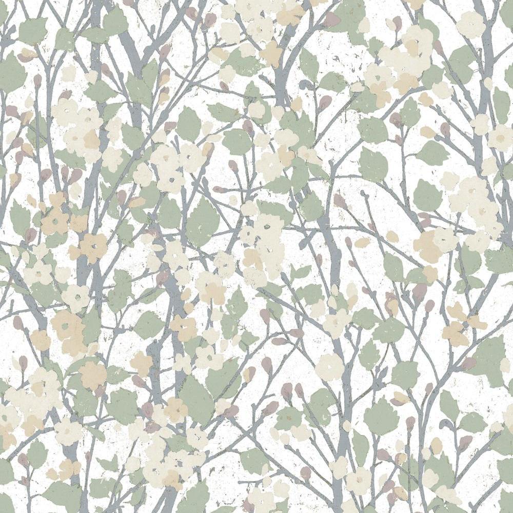 Willow Branch Peel and Stick Wallpaper Peel and Stick Wallpaper RoomMates Roll White 