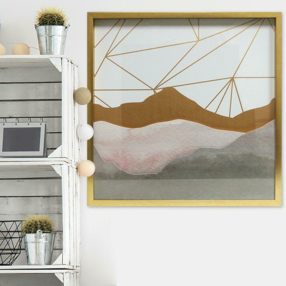 Watercolor Mountains Shadowbox - Blush Framed Art RoomMates   