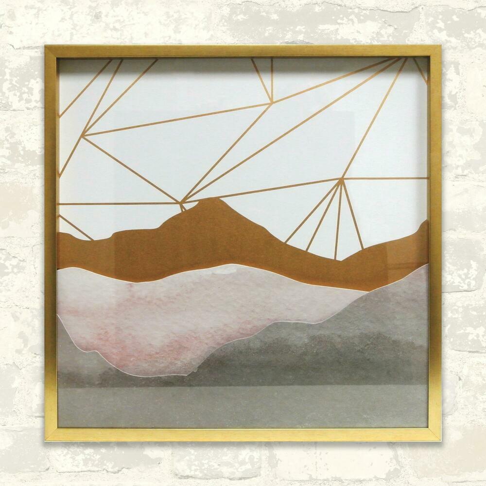 Watercolor Mountains Shadowbox - Blush Framed Art RoomMates   