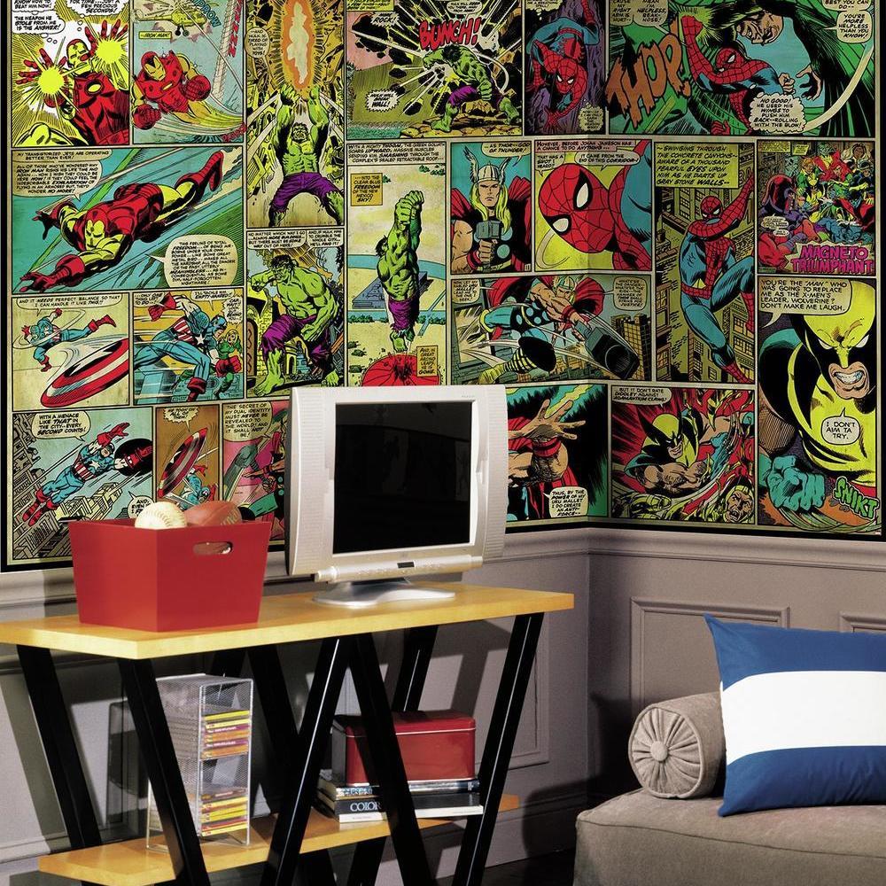 Marvel Classics Comic Panel XL Spray and Stick Wallpaper Mural Wall Murals RoomMates   