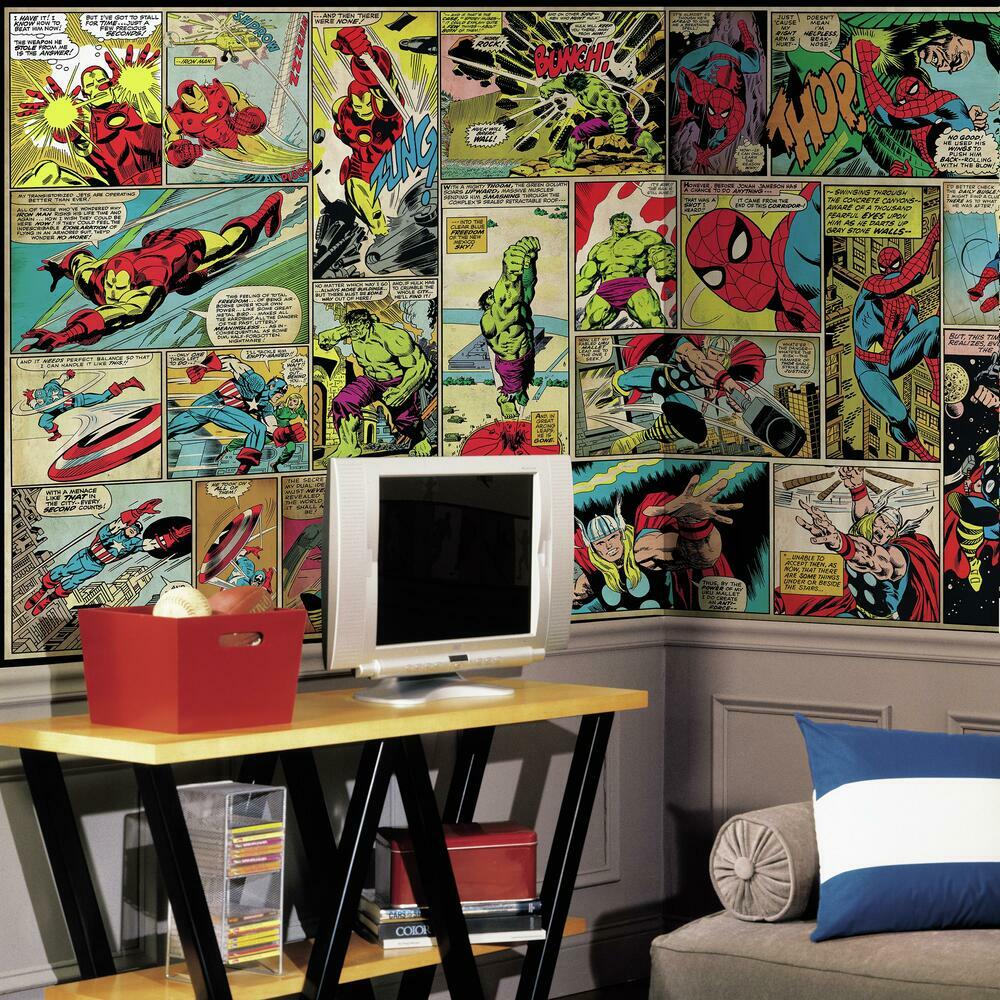 Marvel Comic Panel XL Spray and Stick Wallpaper Mural Wall Murals RoomMates   