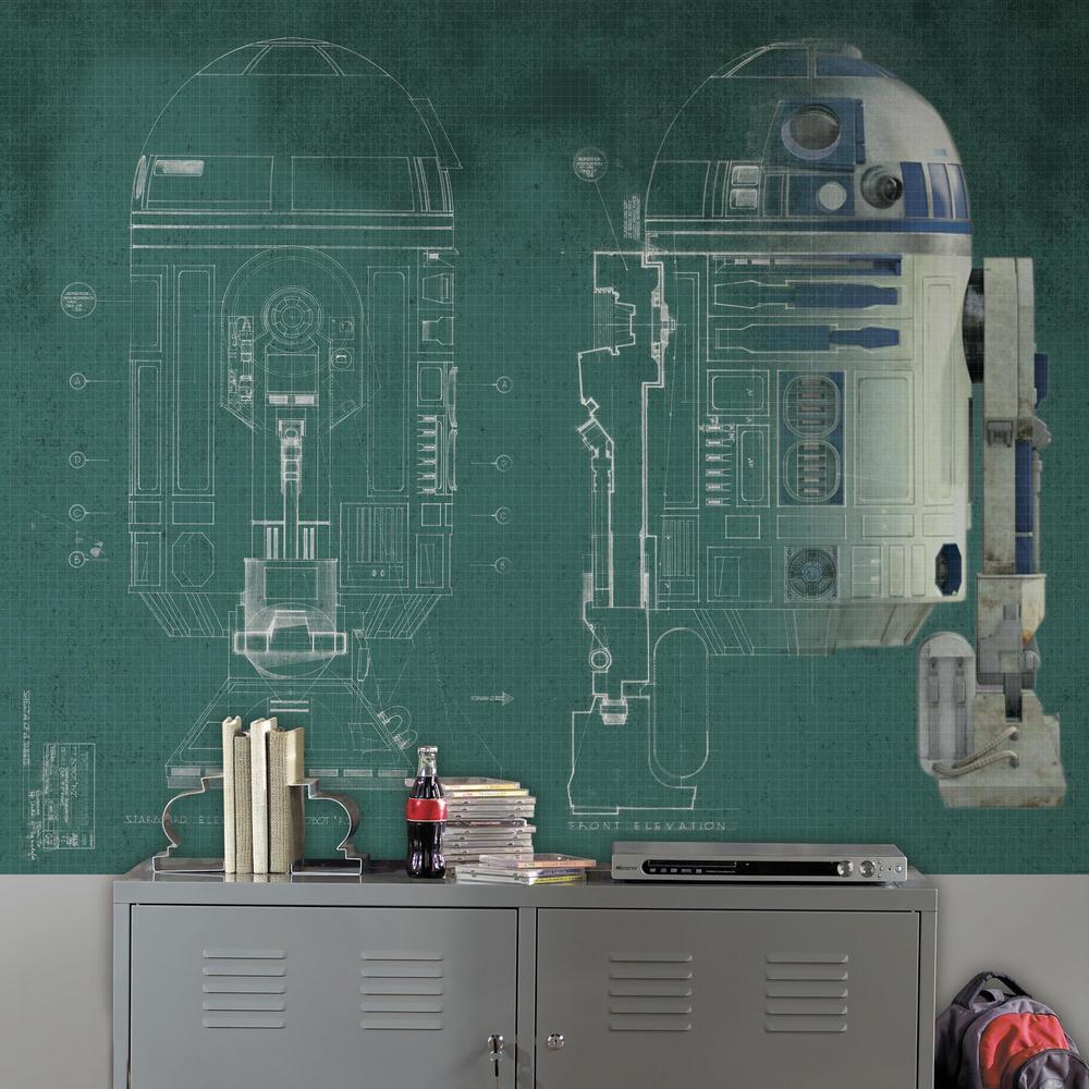 Star Wars R2-D2 Spray and Stick Wallpaper Mural Wall Murals RoomMates   