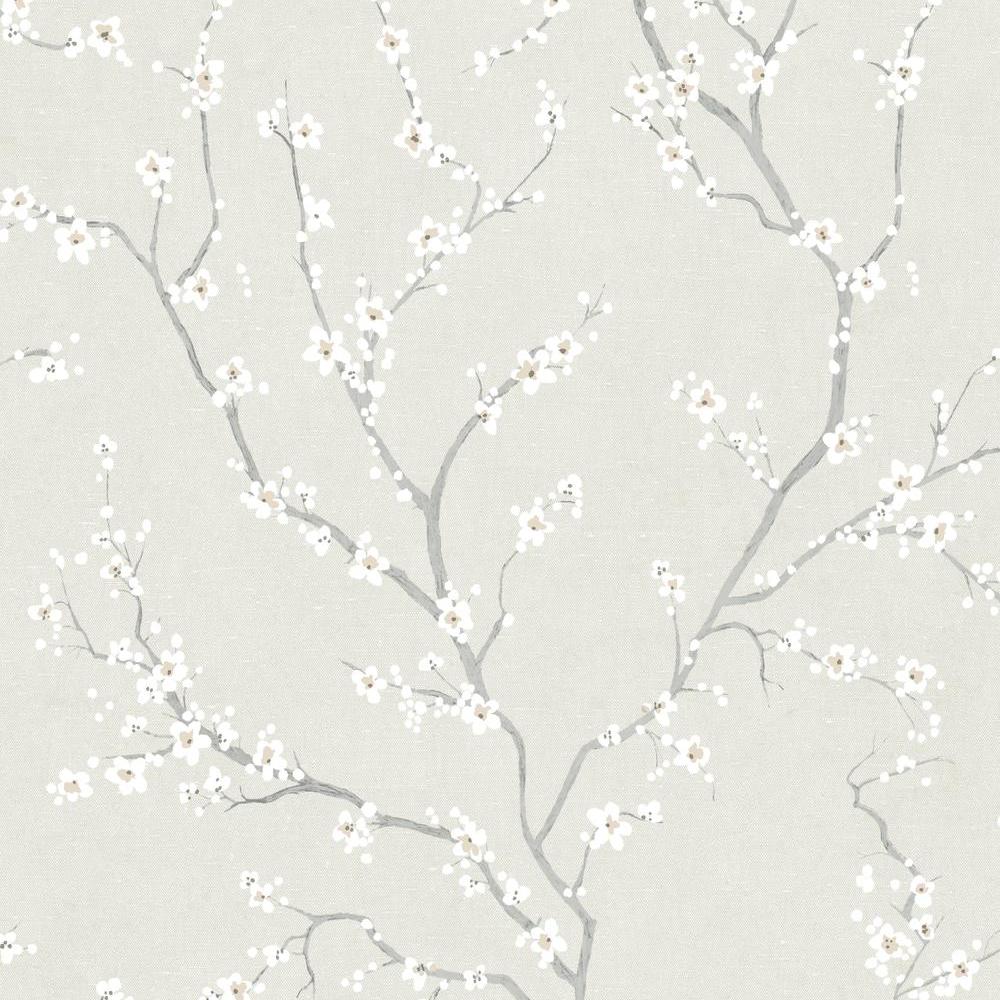 Cherry Blossom Peel and Stick Wallpaper Peel and Stick Wallpaper RoomMates Roll Pearl 