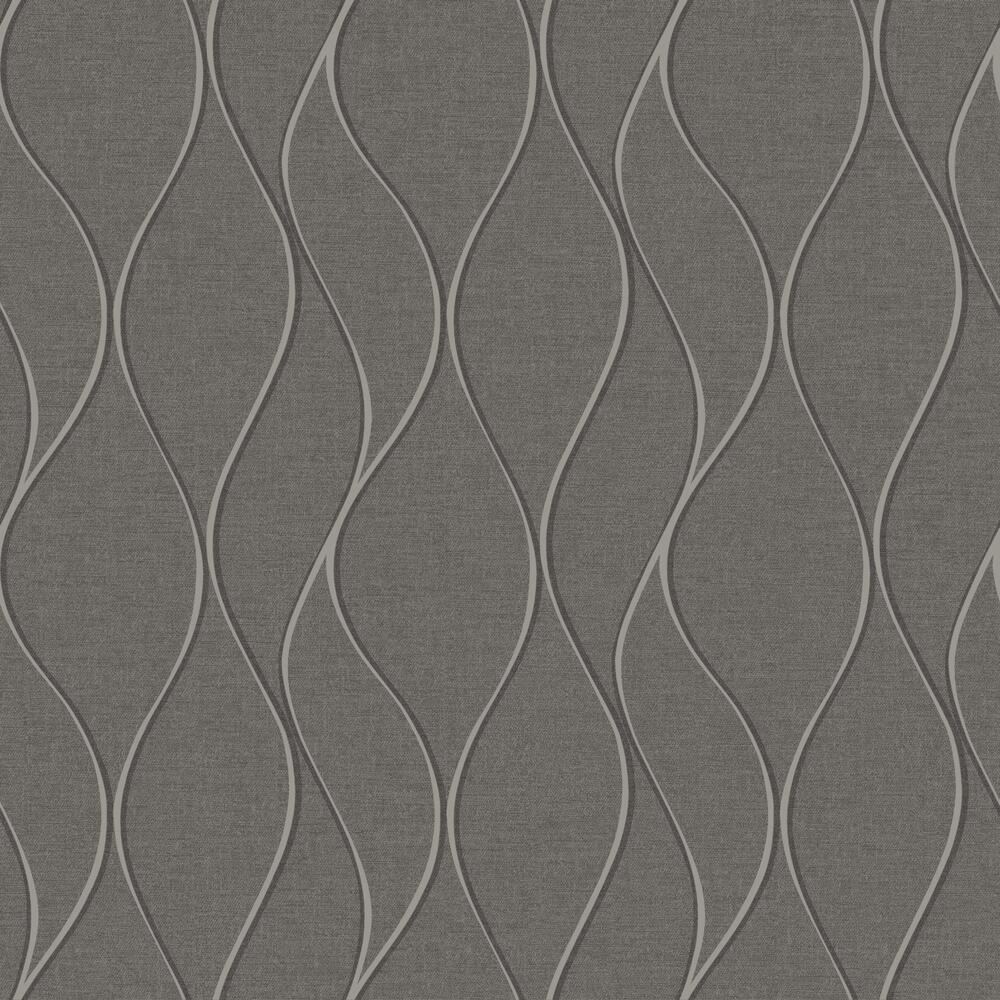 Wave Ogee Peel and Stick Wallpaper Peel and Stick Wallpaper RoomMates Roll Gray 