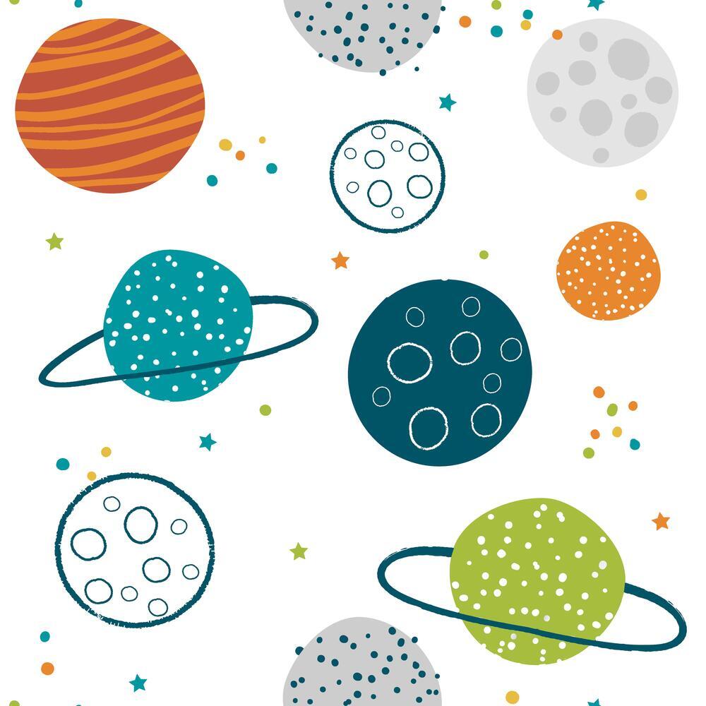 Planets Peel and Stick Wallpaper Peel and Stick Wallpaper RoomMates Roll Multicolor 
